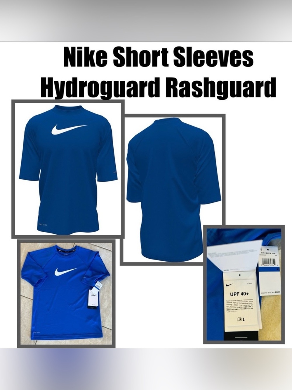 Nike Big Boys Solid Short Sleeves Hydroguard Rashguard